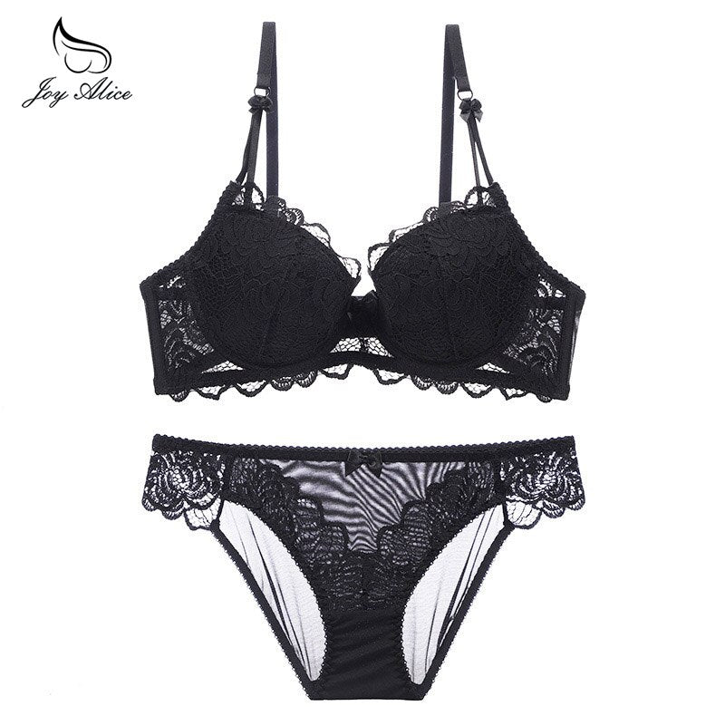 Womens Lace Bra Brief Sets Seamless Push up Bras White Black Sexy Lingerie Gathering france bras Plus size Cup