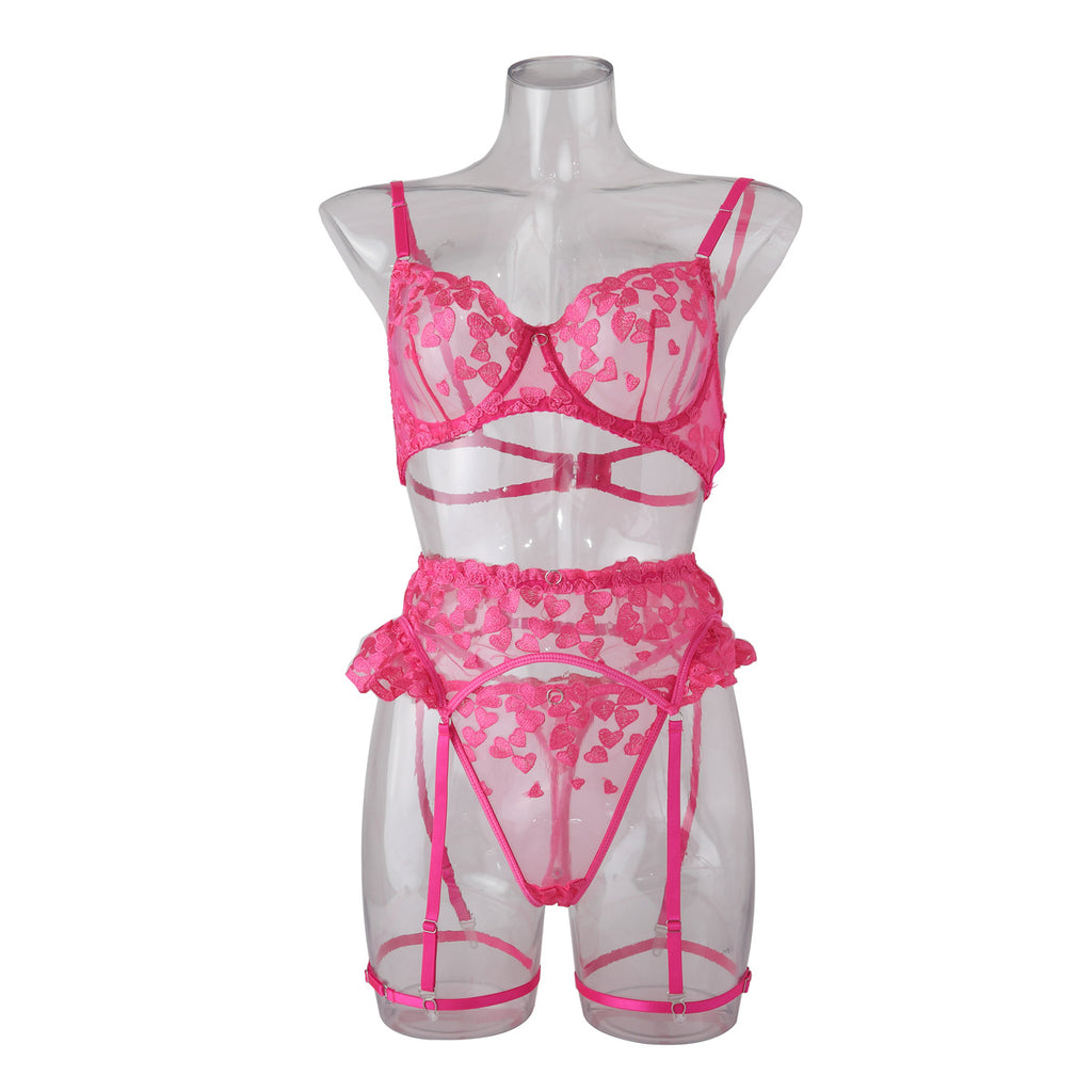 Love Embroidery Splicing Strap Sex Underwear Sex Underwear Set