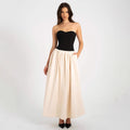 Fashion contrasting strapless sleeveless dress for women