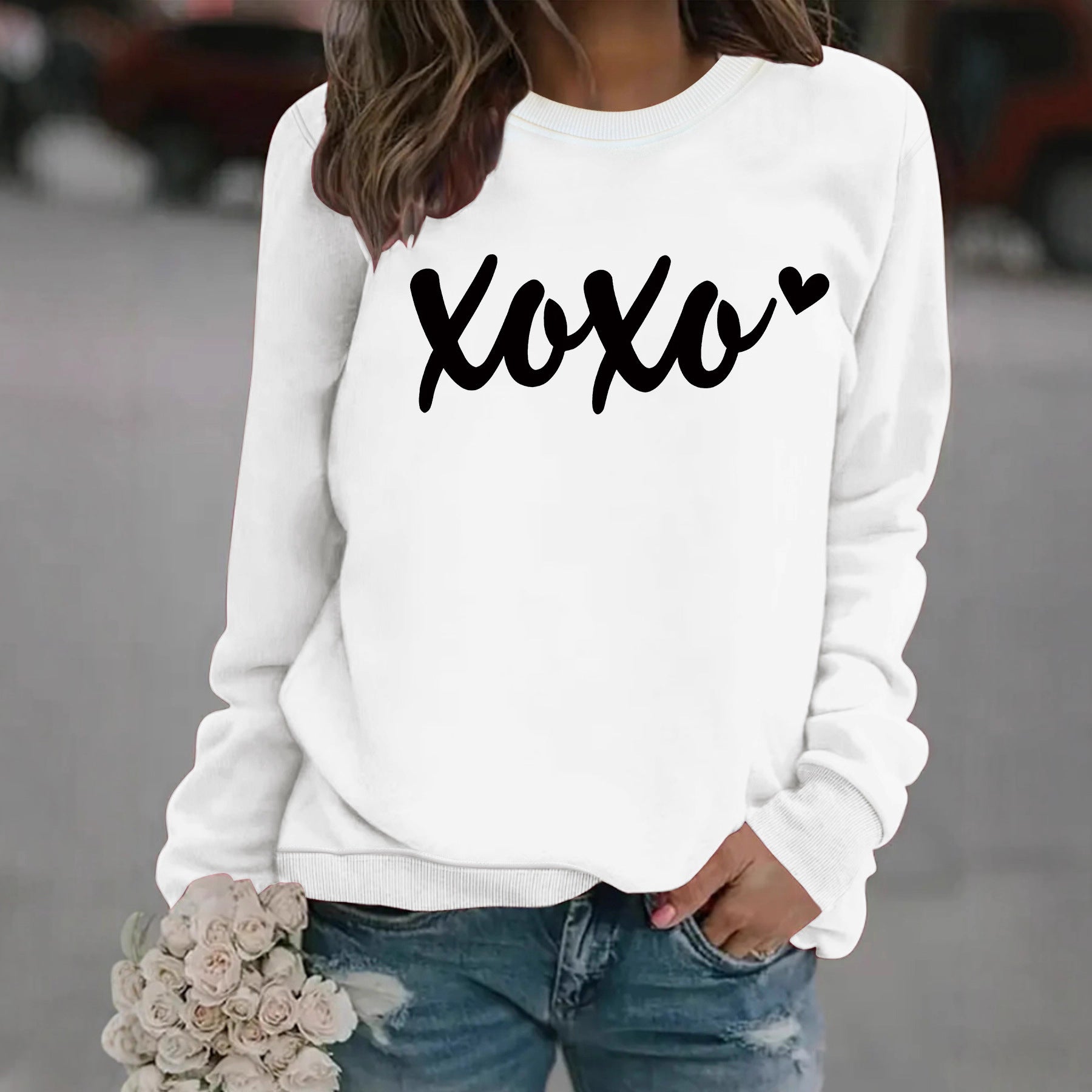 Round neck hoodie for women