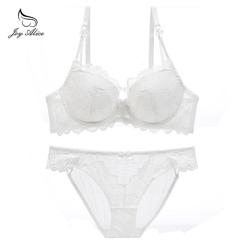 Womens Lace Bra Brief Sets Seamless Push up Bras White Black Sexy Lingerie Gathering france bras Plus size Cup